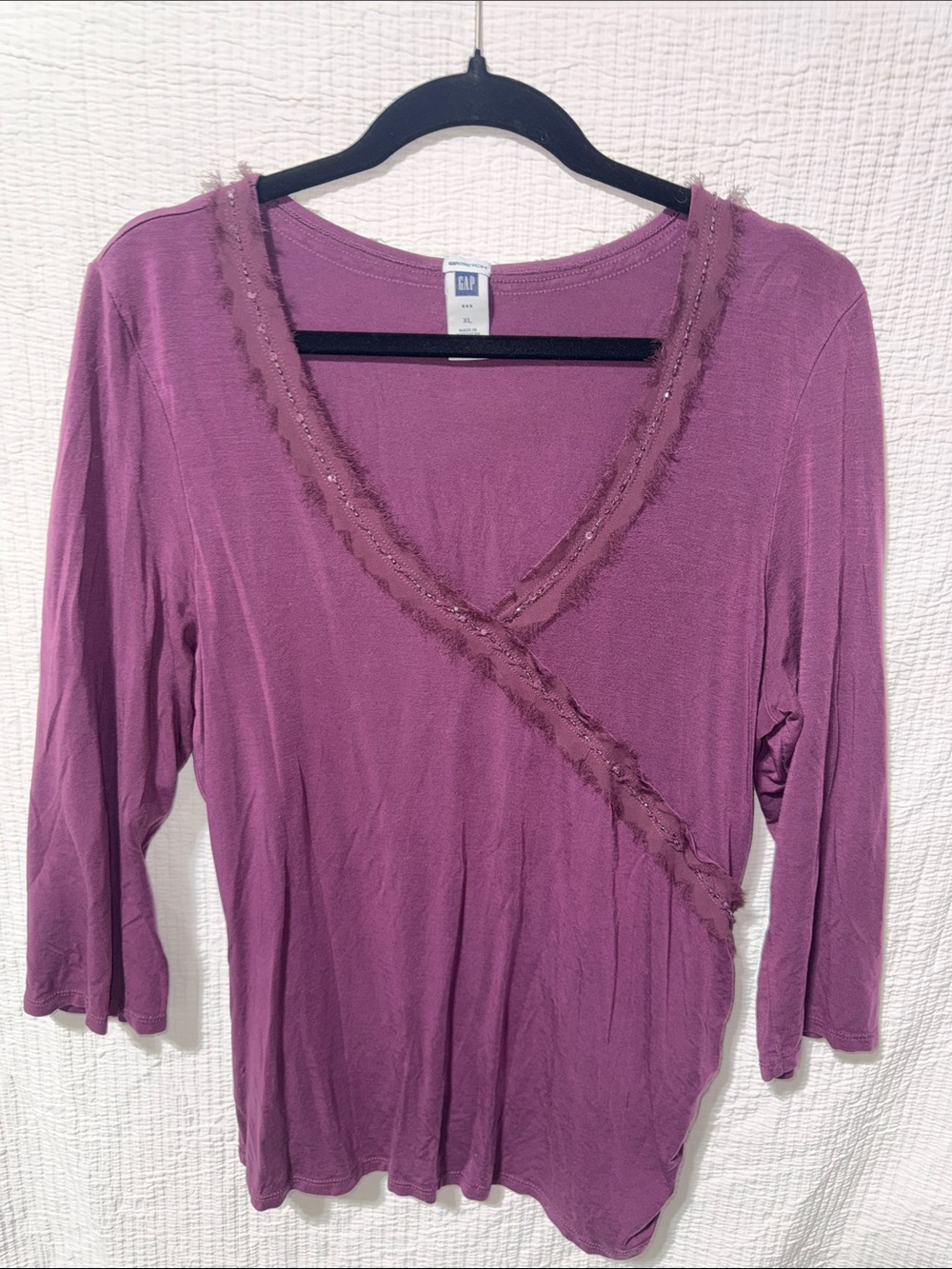 GAP Dusty Mauve Wrap-Style Long Sleeve Tee